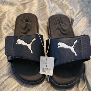 Puma cool cat slides in Navy size 9 men/10.5 women. Hook and Loop